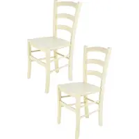 STOCK LINE t m c s Tommychairs - Lot de 2 chaises VENICE pour la cuisine et la salle à manger, structure robuste en hêtre laqué blanc Anilinfabre et assise en bois