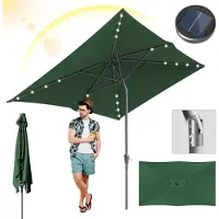 Izrielar Parasol 2 × 3 m avec LED – Protection solaire optimale pour l'extérieur, vert