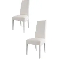 STOCK LINE t m c s Tommychairs - Lot de 2 chaises modernes LUISA pour la cuisine et la salle à manger, structure robuste en bois de hêtre laqué couleur blanche, rembourrées et recouvertes de similicuir blanc