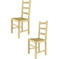 STOCK LINE t m c s Tommychairs - Lot de 2 chaises RUSTICA pour la cuisine et la salle à manger, structure robuste en bois de hêtre poli, non traité et 100% naturel, assise en paille véritable