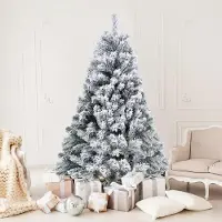 Izrielar Sapin de Noël artificiel 150cm avec neige incl. 550 pointes d'aiguilles en PVC, support en métal, sapin, arbre de Noël