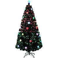 UISEBRT LED Arbres de Noël artificiels 240CM fibre de verre Arbre de Noël avec éclairage flocon de neige