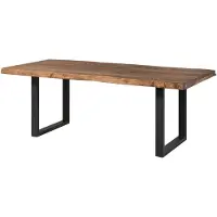 MASSIVMOEBEL24.DE MASSIVMOEBEL24 | Table à manger 220x100 en bois de Sheesham teinté brun mat pieds en U anthracite mat FREEFORM 5