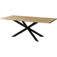 MASSIVMOEBEL24.DE MASSIVMOEBEL24 | Table à manger en bois de manguier 260x100x76 naturel laqué / Epoxy noir, support Spider 2 anthracite mat EPOXY