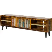 MASSIVMOEBEL24.DE MASSIVMOEBEL24 | Meuble TV en Bois de récupération 220x40x65 laqué multicolore SIXTIES #120