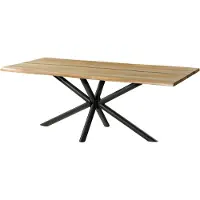 MASSIVMOEBEL24.DE MASSIVMOEBEL24 | Table à manger en bois de manguier 240x100x74 naturel laqué / Epoxy noir, support Spider rond anthracite mat EPOXY