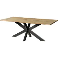 MASSIVMOEBEL24.DE MASSIVMOEBEL24 | Table à manger en bois de manguier 220x100x74 naturel laqué / Epoxy noir, support Spider anthracite mat EPOXY