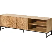 MASSIVMOEBEL24.DE MASSIVMOEBEL24 | Meuble TV en bois d'Acacia 180x40x55 naturel laqué MARRAKESCH