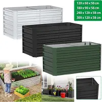 UISEBRT Bac à plantes surélevé en métal 240x120x58cm - 1730L Bac à plantes en acier galvanisé, bac de jardin rectangulaire pour légumes, herbes aromatiques, fleurs, fruits en argent