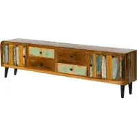 MASSIVMOEBEL24.DE MASSIVMOEBEL24 | Meuble TV en Bois de récupération 240x40x65 laqué multicolore SIXTIES #121