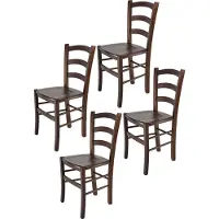 STOCK LINE t m c s Tommychairs - Set de 4 chaises VENICE pour la cuisine et la salle à manger, structure robuste en bois de hêtre laqué dans le ton brun noyer foncé et assise en bois