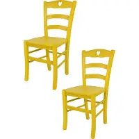 STOCK LINE t m c s Tommychairs - Lot de 2 chaises CUORE pour la cuisine et la salle à manger, structure robuste en bois de hêtre, peinte en jaune aniline et assise en bois