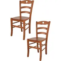 STOCK LINE t m c s Tommychairs - Lot de 2 chaises CUORE pour la cuisine et la salle à manger, structure robuste en bois de hêtre laqué couleur cerisier et assise en bois