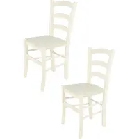STOCK LINE t m c s Tommychairs - Lot de 2 chaises VENICE pour la cuisine et la salle à manger, structure robuste en hêtre laqué couleur aniline blanc et assise rembourrée recouverte de TISSU couleur ivoire