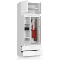 BDW Armoire avec 4 portes, 4 étagères, cintre, blanc