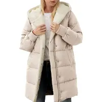 ASKSA Manteau d'hiver long Femme Doudoune chaude Veste d'hiver Laessig Veste polaire Outdoor Casual Manteau à capuche (Abricot,S)