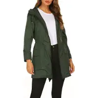 ASKSA Veste de pluie Femme Imperméable Respirant Léger Outdoor Manteau de pluie avec capuche Veste coupe-vent, Vert armée, L
