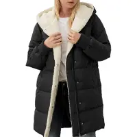 ASKSA Manteau d'hiver long Femme Doudoune chaude Veste d'hiver Laessig Veste polaire Outdoor Casual Manteau à capuche (Noir,3XL)