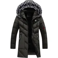 ASKSA Hommes Parka d'hiver Épais Veste d'hiver chaude Hommes Coupe-vent Vêtements d'extérieur Casual Manteau mi-long Parka Veste d'hiver,Army Green,XXL