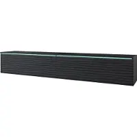 Minio , armoire TV "Donna", Lowboard , 180 cm, debout, suspendu, façade MDF, motif : vague, couleur noire