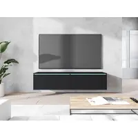 Minio , Armoire TV, Buffet TV "Donna" 140 cm, Debout, Suspendu, LED, Noir Graphite Couleur Noir,