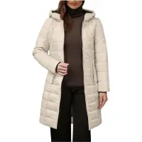 ASKSA Manteau d'hiver Femme Doublé chaud Veste matelassée longue Parka d'hiver Veste polaire coupe-vent Veste d'extérieur avec capuche (Abricot,M)