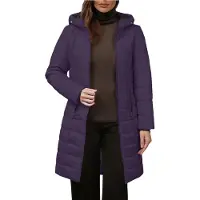 ASKSA Manteau d'hiver Femme Chaudement Doublé Veste matelassée Longue Parka d'hiver Veste polaire Coupe-vent Veste d'extérieur avec capuche (Violet,XL)