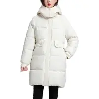 ASKSA Manteau Femme Hiver Long Epais Chaud Veste d'hiver Doudoune Laessig Manches Longues Manteau d'hiver Outdoor Casual avec Capuche (Blanc,XL)