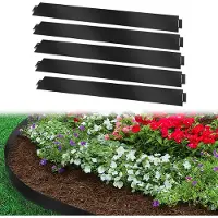 TolleTour Bordure de pelouse Métal 100 x 18 cm 35m Bordure de plate-bande Bordure de tonte Galvanisé Limitation de chemin Bordure de plate-bande Palisade Noir
