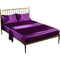 CANDeal ensemble de draps en satin de luxe 4 pièces, 1 drap (259 x 228 cm), 1 drap-housse (203 x 153 cm), 2 taies d'oreiller (50 x 75 cm)