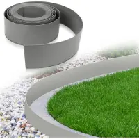TolleTour 2500 x 10 x 0.2cm Bordure de pelouse PE plastique Bordure de pelouse flexible Bordure de tonte Barrière anti-racines Gris