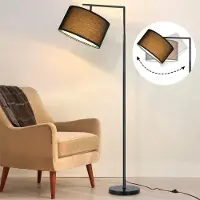 ZMH Lampadaire Salon Noir Lampadaire : Lampadaire Tissu Design Moderne Déco Lampe de lecture Douille E27 Max. 40W Lampadaire avec interrupteur à pied Lampe de lit 166cm Sans ampoules