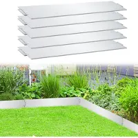 TolleTour Bordure de gazon Métal 100 x 15 cm 45m Bordure de plate-bande Bordure de tonte Galvanisé Limitation de chemin Bordure de plate-bande Palisade Argent