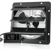 SucceBuy Ventilateur d'extraction 254 mm avec store vénitien, moteur EC 843 CFM, montage mural à vitesse variable avec régulateur de température et d'humidité, aération pour serres, garages, hangars
