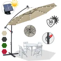 TolleTour Parasol avec éclairage LED Parapluie 350 cm Parapluie de jardin Pavillon - Beige