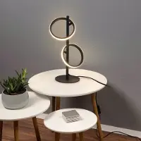 ZMH LED Lampe de bureau moderne en forme d'anneau pivotant amovible, blanc chaud 3000K, 2-flamme anneau, noir