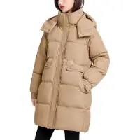 ASKSA Manteau Femme Hiver Long Epais Chaud Veste d'hiver Doudoune Laessig Manteau d'hiver à manches longues Outdoor Casual avec Capuche (Kaki,L)
