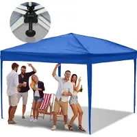 TolleTour Pavillon pliable 3x3m bleu Tente de réception protection UV réglable en hauteur avec sac de transport, pour le jardin en plein air Camping Sans parois latérales