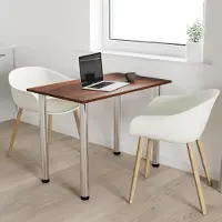 AKKE Table de cuisine en noyer avec pieds chromés LxlxH : 50x50x74 cm