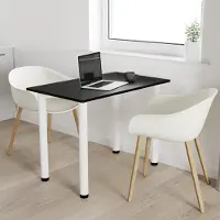 AKKE Table de salle à manger noire avec pieds blancs LxlxH : 90x40x74 cm