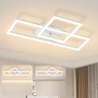ZMH Plafonnier LED Salon - 20W Design Moderne Lampe de Cuisine Blanc Chaud Lampe de Chambre Angulaire Plafonniers Blancs pour Chambre à coucher