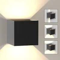 ZMH Applique Led Intérieur & Extérieur Noir Applique 01 Moderne Up Down Blanc Chaud IP65 Etanche Applique Extérieure 5W Faisceau lumineux réglable pour couloir jardin
