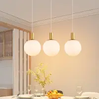 ZMH Lampe à suspendre de table à manger Lampe à suspendre en verre E27 or Lustre à 3 flammes Lampe à suspendre de table à manger Réglable en hauteur Lampe à suspendre