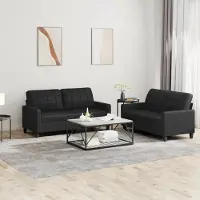 Prolenta Maison Exclusive - Ensemble de canapés 2 pièces avec coussins, en similicuir noir