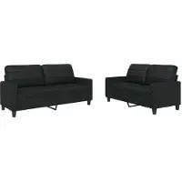 Syfax Ensemble de canapés 2 pcs avec coussins Noir Similicuir