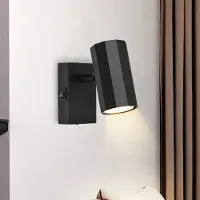 ZMH Applique intérieure 1 flamme Noir Spots muraux Applique GU10 Interrupteur rétro Orientable 330° Lampe de couloir Métal pour salon cuisine chambre à coucher
