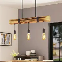 ZMH Lustre en bois Lustre vintage en bois Poutrelles en bois Hauteur réglable Lustre industriel Pour Restaurant Salon Bar