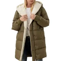 ASKSA Manteau d'hiver long Femme Doudoune chaude Veste d'hiver Laessig Veste polaire Outdoor Casual Manteau à capuche (Vert armée,2XL)