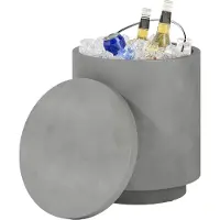 Fortuna Lai Cool Bar Table d'appoint avec plateau amovible Refroidisseur de boissons 10 L, table de bistrot Petite table de terrasse pour les fêtes, le camping, gris clair