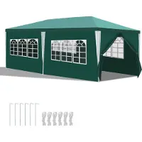 TolleTour Pavillon Camping Mariage Tente de réception Pavillon de jardin Tente de réception PE Bâche 3x6m Vert